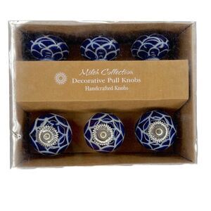 Mileh Collection Set of 6 Ceramic Decorative Pull Knobs NIB